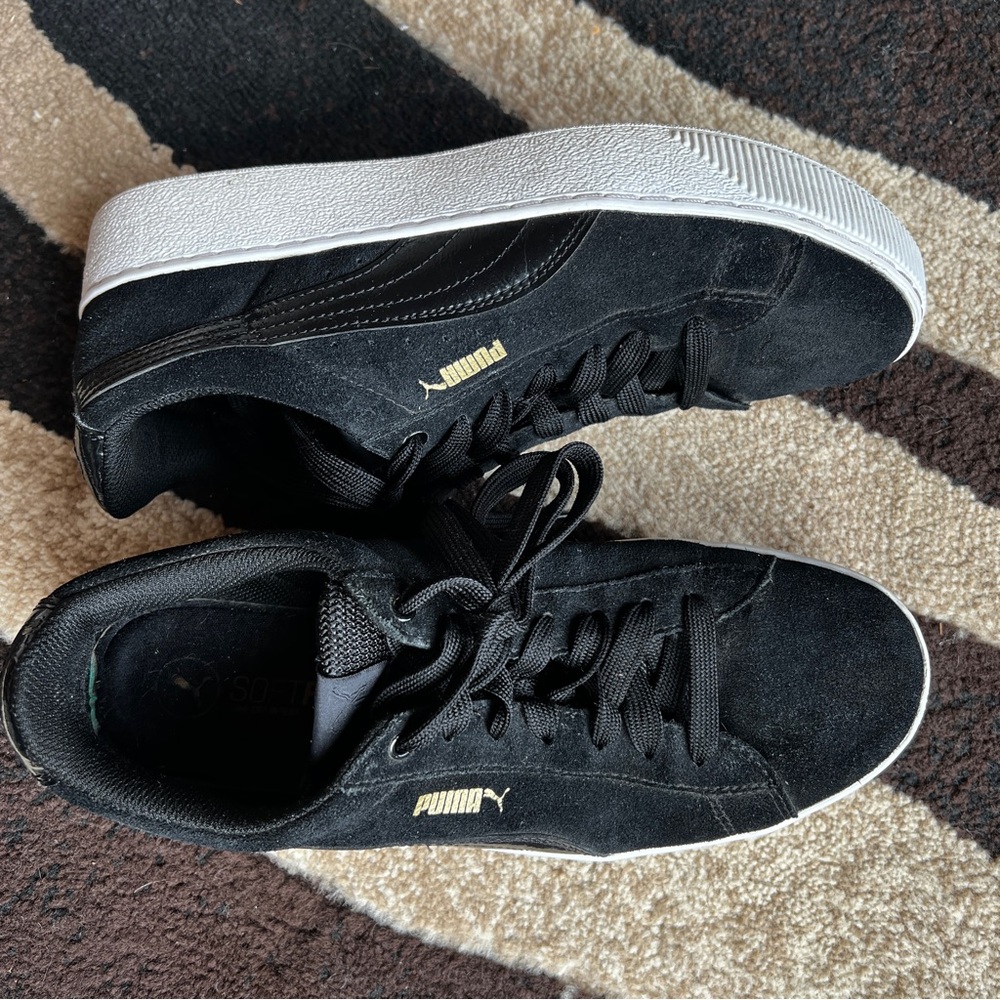 PUMA Women's Black Suede Platform Sneakers